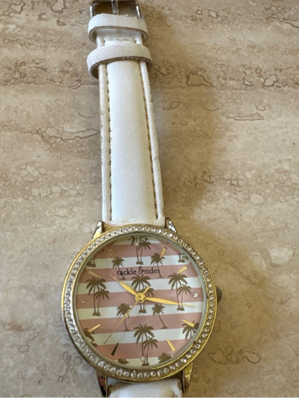 White Palm-Stripe Fashion Watch